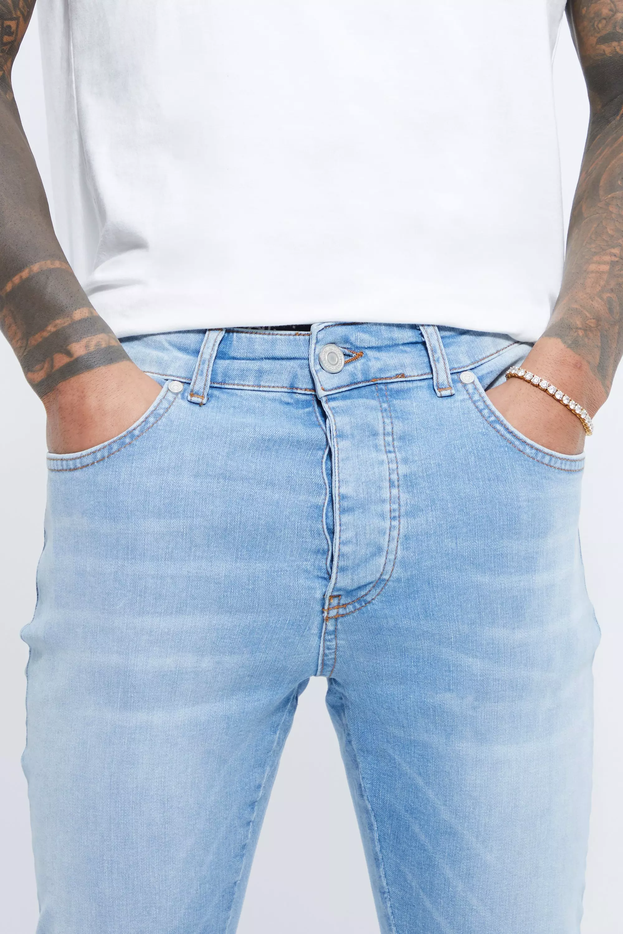 Super Skinny Stretch Jeans With Zip Hem | boohooMAN USA